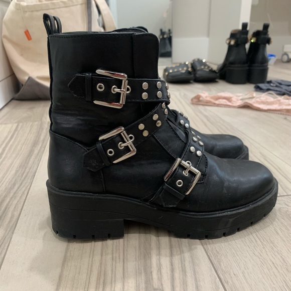 Forever 21 Studded Black Combat Boots - Picture 2 of 5